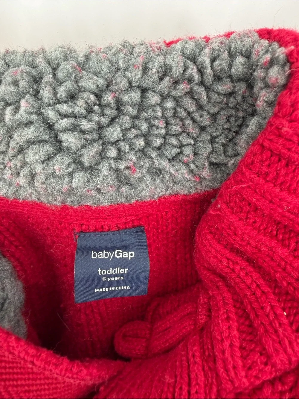 baby GAP Red Cable-Knit Pullover Sweater with Sherpa Collar